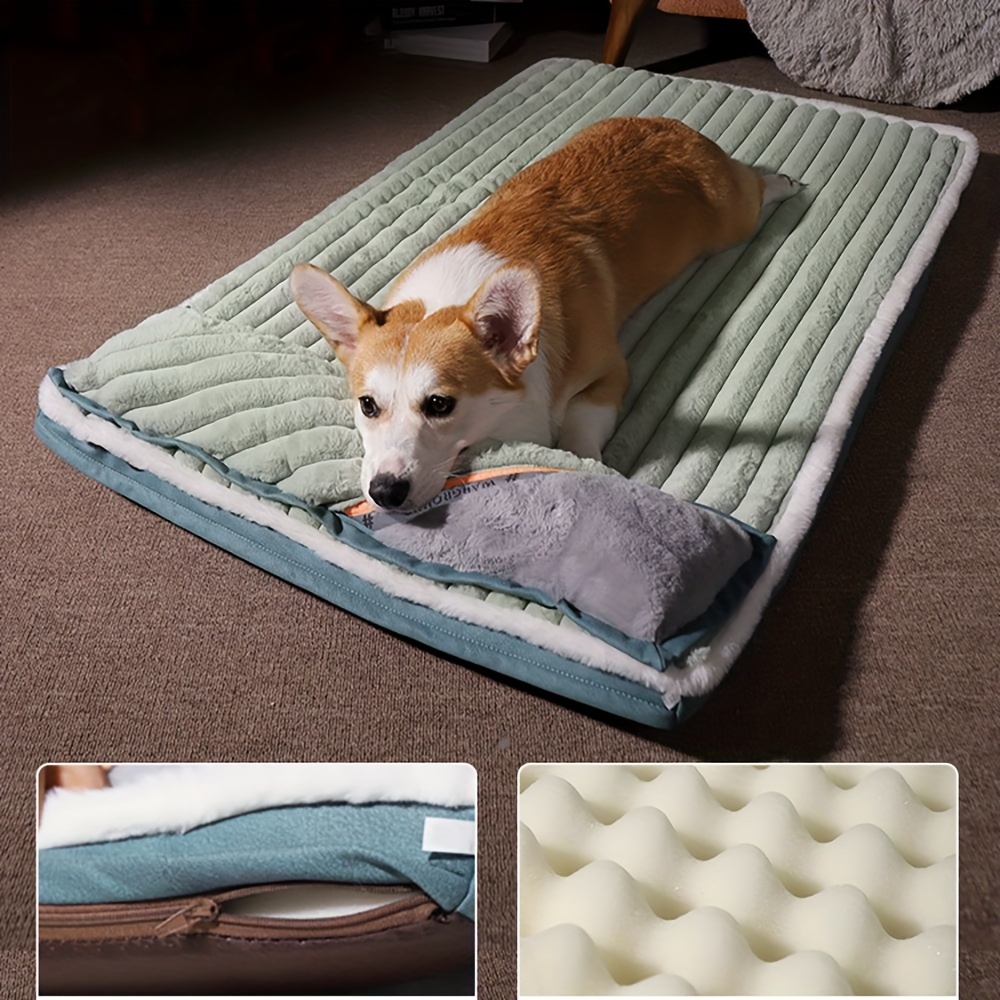 

plush Paradise" Luxury Plush Dog Bed With Pillow - Memory Foam Crate Kennel, Non-slip Bottom, Washable Cover - Ideal For Medium To Large Breeds