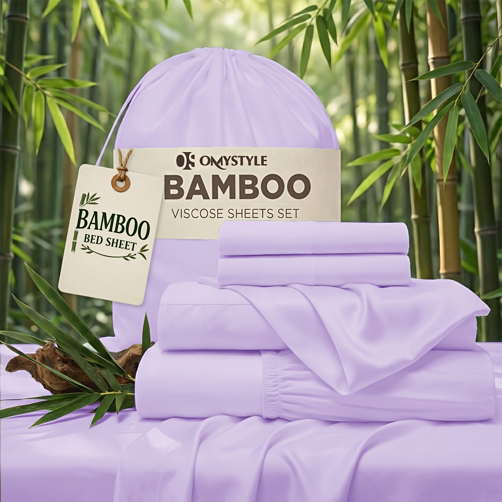 TEMU Parure de draps Queen Size à poche profonde - Draps de lit pour enfants en bambou 2000TC - Respirants et doux pour , ultra-doux, infroissables -
