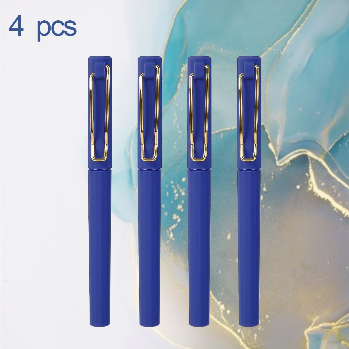 TEMU Wqn 2/ 4pcs Blue Quick Pen, 0.7mm Nib, Blue Ink With U-shaped Elastic Clip, Smooth And Easy To Write, Suitable For And Back-to-