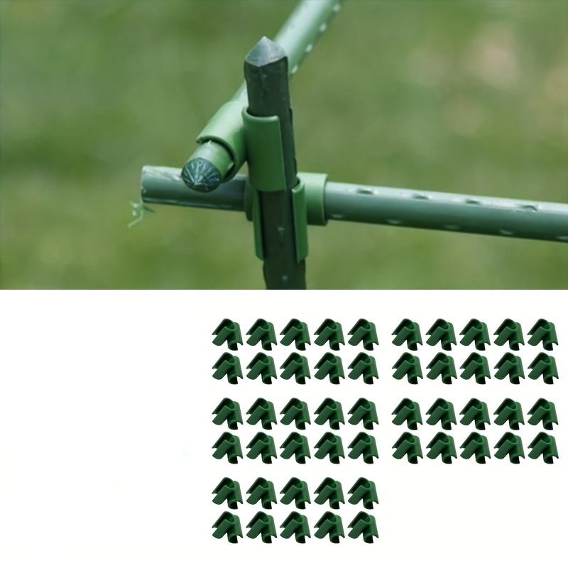 

50/100 Packs, Greenhouse Clamps, 0.31" X 0.78" Plastic Cross Buckle, Durable Climbing Plant Support Accessories For Garden, Plant Trellis Connector For Round Tubes