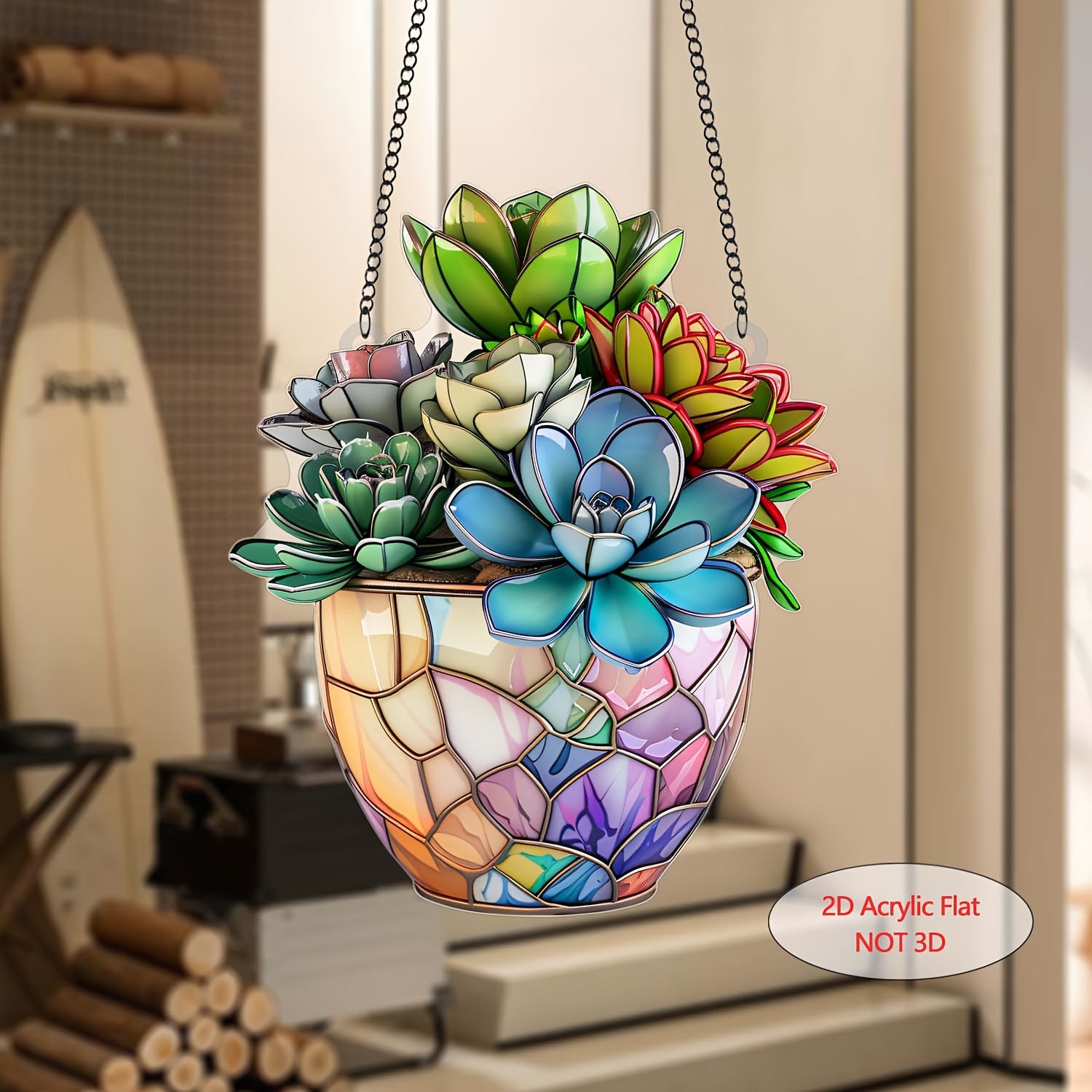 

1pc, 2d Flat Acrylic, Suncatchers, Decor, Decorative Signs And Plaques (6.5"x8"), Gifts For Plant Lovers, Unique , Wall Art, Ideal For Greenhouse Enthusiasts, Vibrant , Nature-inspired Decorations