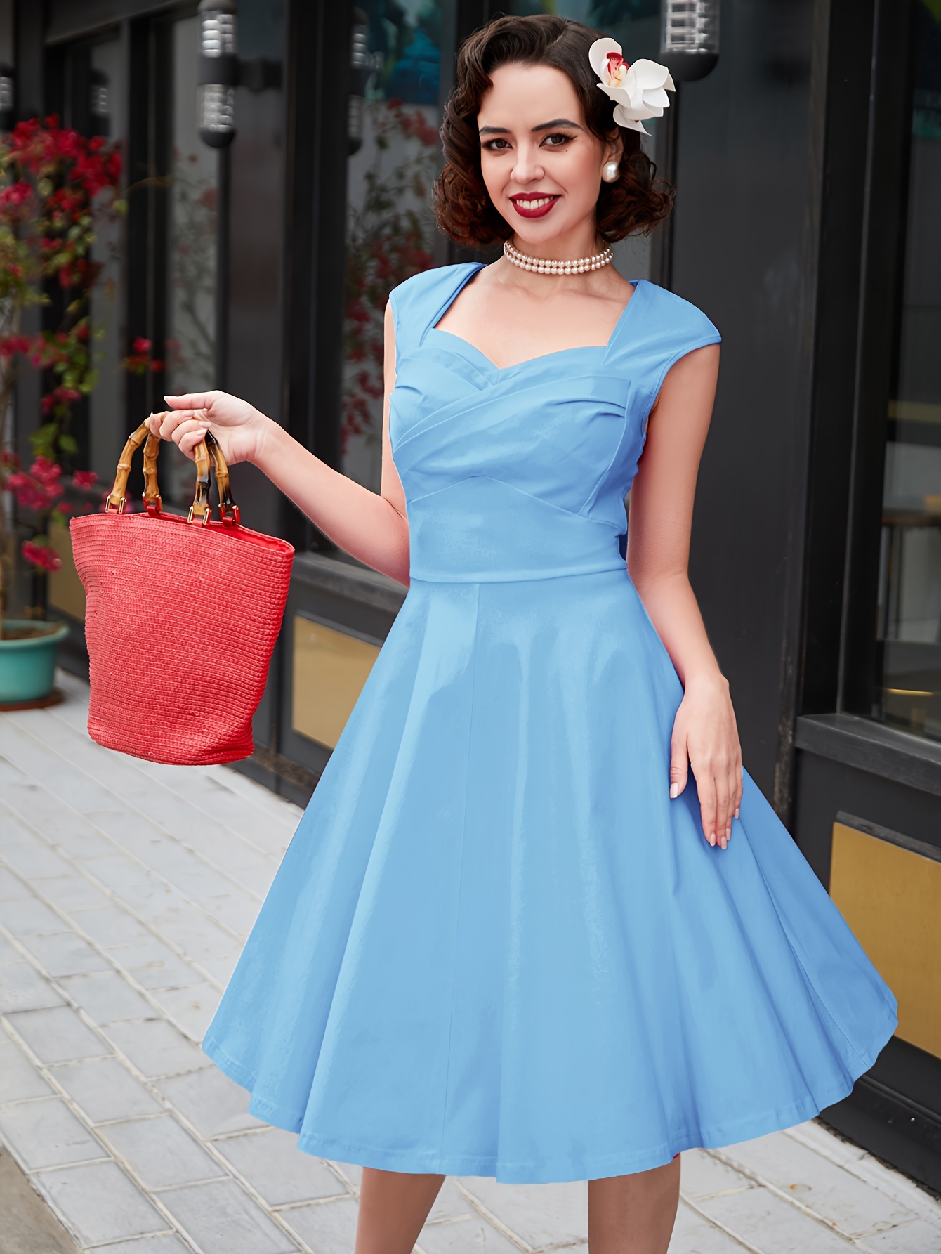 vintage 1960s sweetheart neckline swing cocktail party dress Temu