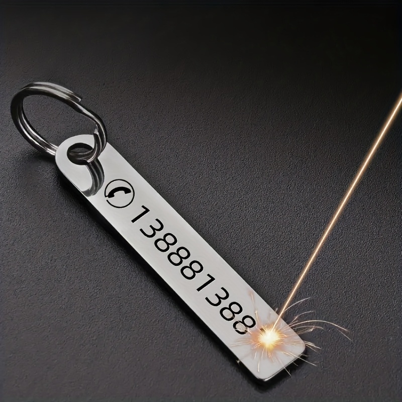 item picture 20pcs Keychains Laser-Cut Name Phone Number, Non- Durable Metal Key Rings for Men, Professional Workplace Gifts, Corporate Branding, Stylish Keychains,   Metal