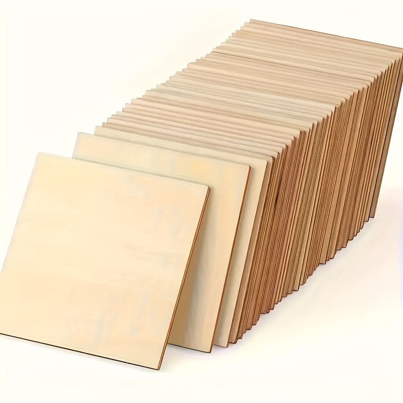 Image of 10pcs Square Wooden Craft Boards, For Laser Cutting, Carving, Model Building, Staining, Coasters & Diy Projects, Creative Decorative Painting Panels, Handcraft Painting, Graffiti