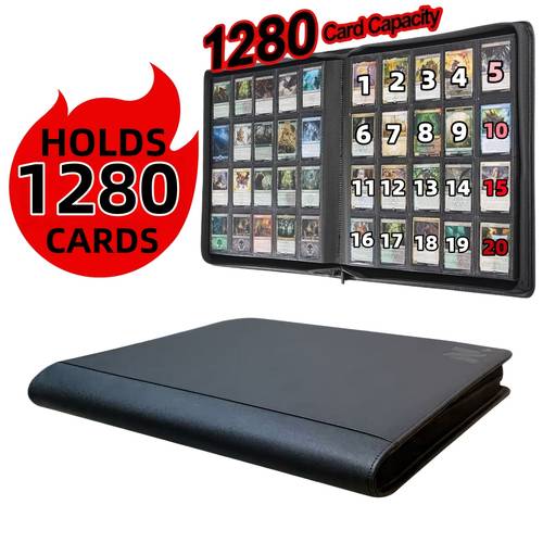 artikel foto extra capaciteit 20-slot album, 1280 kaartvakken, clip collectie, 9.5x6.8 inch, geschikt voor sportkaarten, spelkaarten, animekaarten, fotokaarten