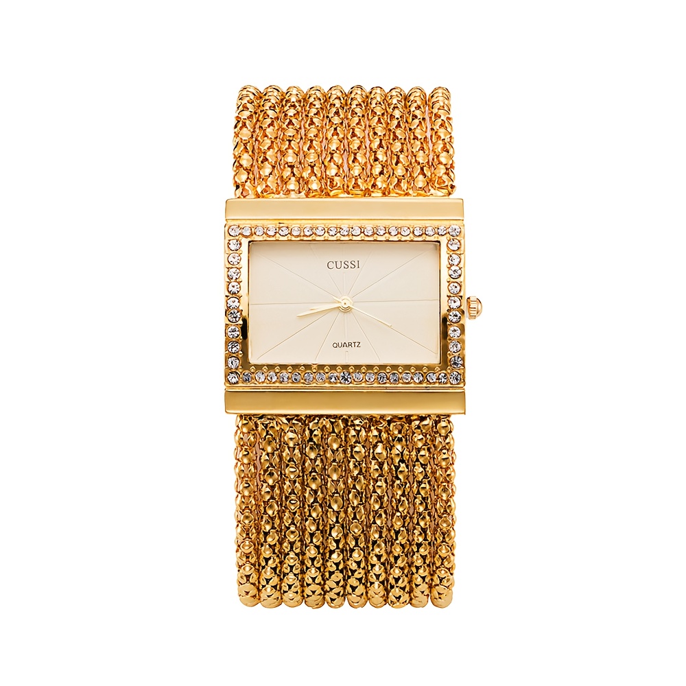 TEMU A Luxurious Bracelet Watch For Women, Featuring A Chic And Sophisticated Golden And Silvery Quartz Design