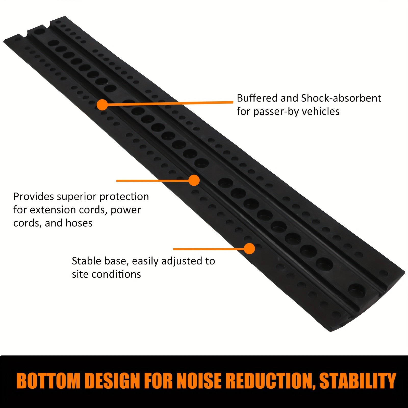 1pcs 6 ft rubber 2 channel modular heavy duty s 25000 lbs load capacity cable protector ramp for asphalt concrete gravel driveway road details 0