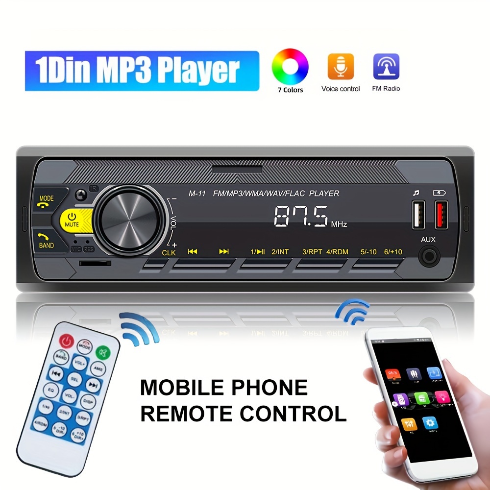 

1din Car Mp3 Player 12v In-dash Radio Digital Stereo With Remote Control, Support Usb/sd/aux-in, Handsfree Calls, Subwoofer, Voice Control, Usb Charging