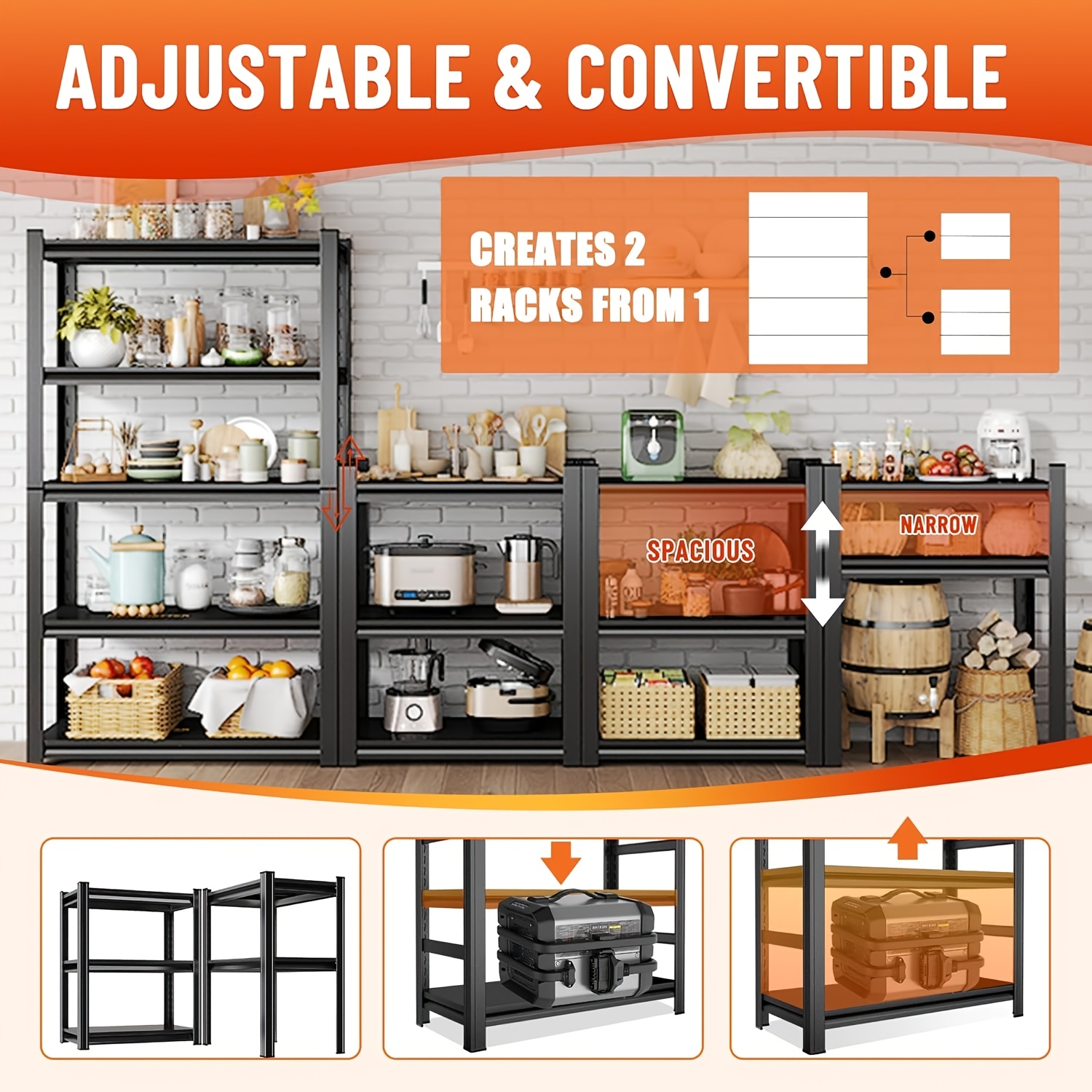 72''H 5-Tier Metal Bookshelf, Freestanding Heavy Duty Storage Shelving Unit, Industrial Metal Frame Book Organizer Rack, Display Shelf for Home Office Bedroom Living Room Kitchen Garage Corner Organization