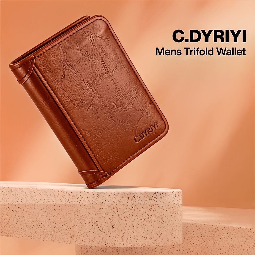 TEMU Men's Wallet, Cardholder, Retro Short Cardholder With 2 Windows, Gift For Family, Valentine's Day, Father's Day, Christmas Gift