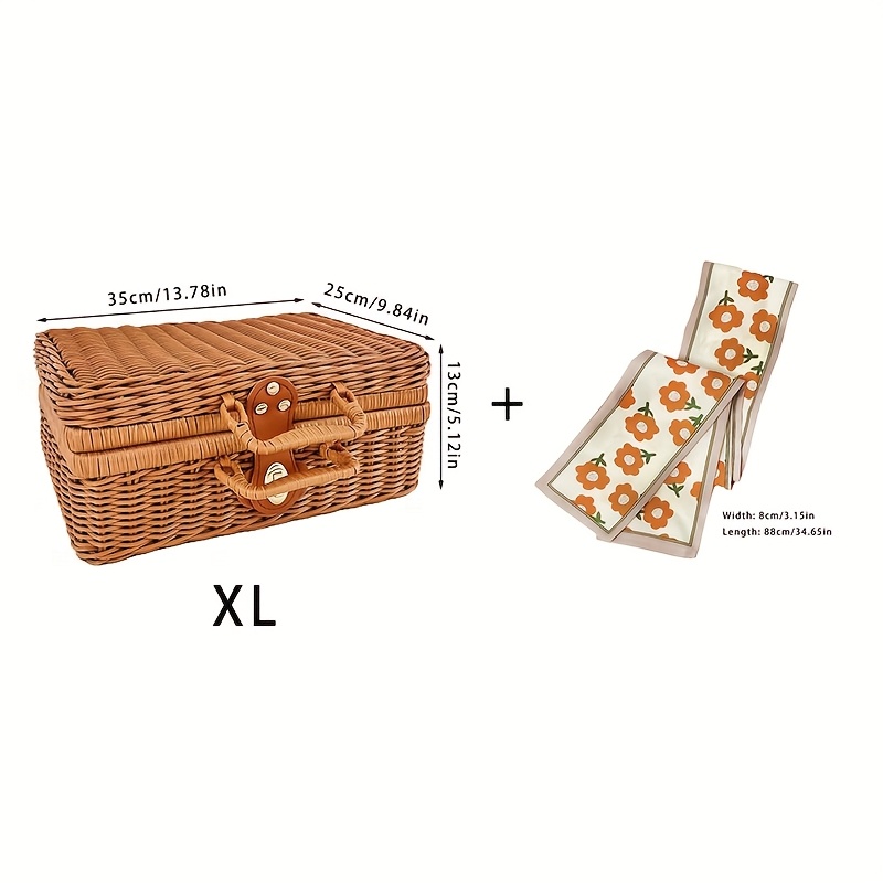 E-shop Handgefertigter Rattan-Stil Geflochtener Aufbewahrungskorb, Vintage Hochzeitsgeschenkbox, Favoritenkorb, Weihnachts- Thanksgiving-Geschenkbox,
