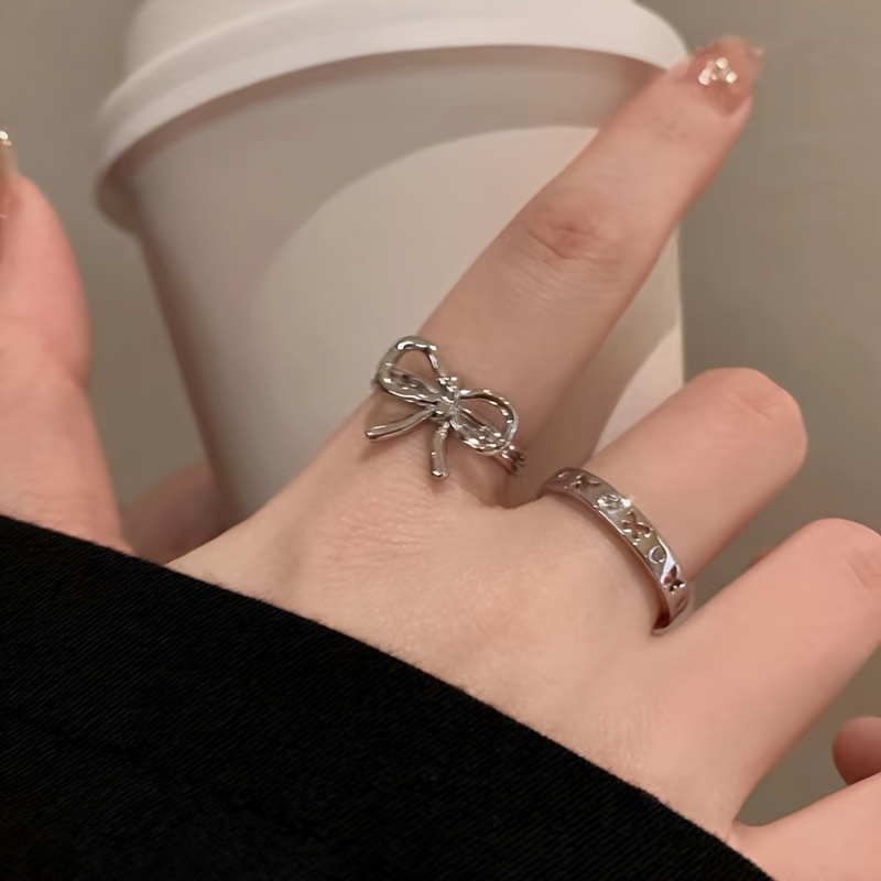 Irregular Ballet Bow Ring Set - Light Cold Open Index Finger Ring