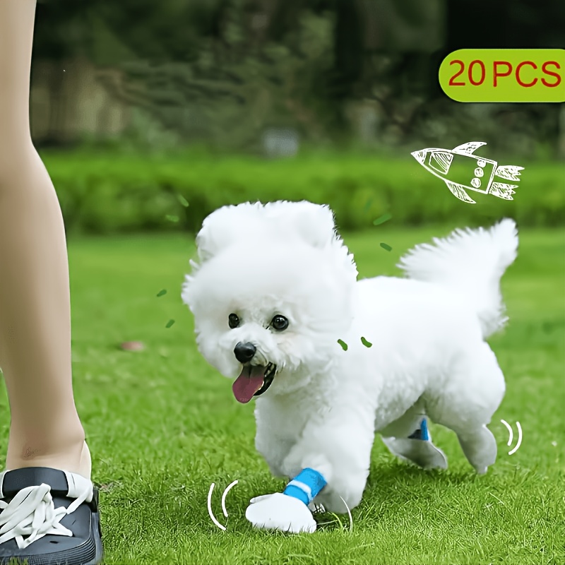 20pcs Disposable Pet Foot Covers with Bandages for Closure