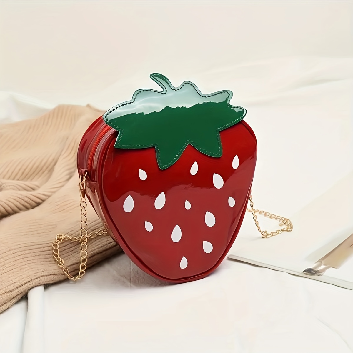 

Cartoon Cute Strawberry Shoulder Bag, Trendy Unique Pu Leather Crossbody Bag, Casual Fashion Versatile Handbag & Purse For Women