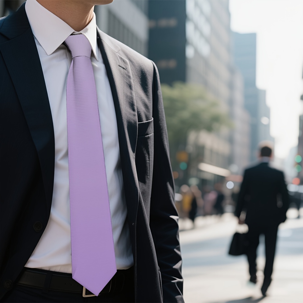 1pc elegant purple mens tie 100 polyester durable non deformable fabric   business formal style ideal for thanksgiving da