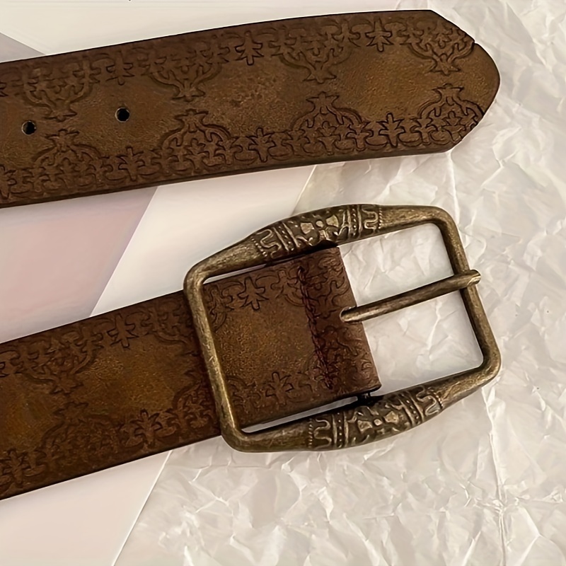 Vintage Style Brown Belt with Western Print