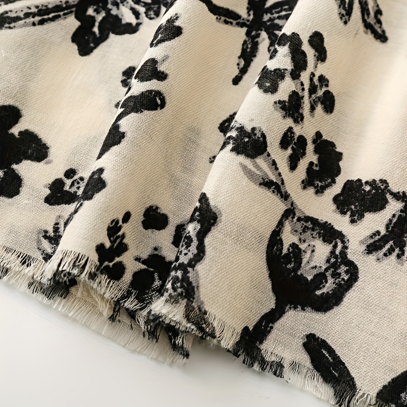 Women'S Vintage Ethnic Style Scarf Featuring Plant Floral Designs And Branches, Thick Shawl