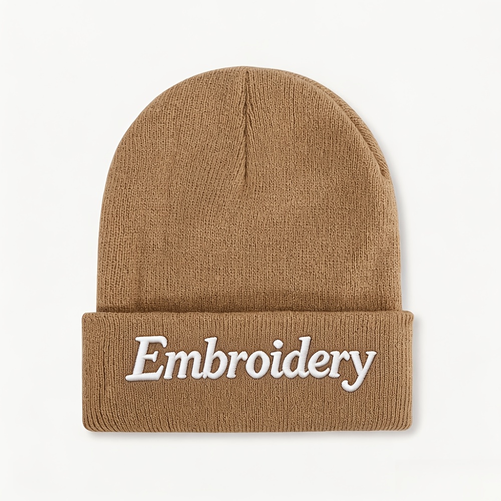 TEMU Bonnet 2D Plat - Brodé Personnalisé, Manchon Plié, Bonnet d'Hiver Chaud Personnalisé pour Hommes Femmes, Unisexe Respirant, Idéal pour , le