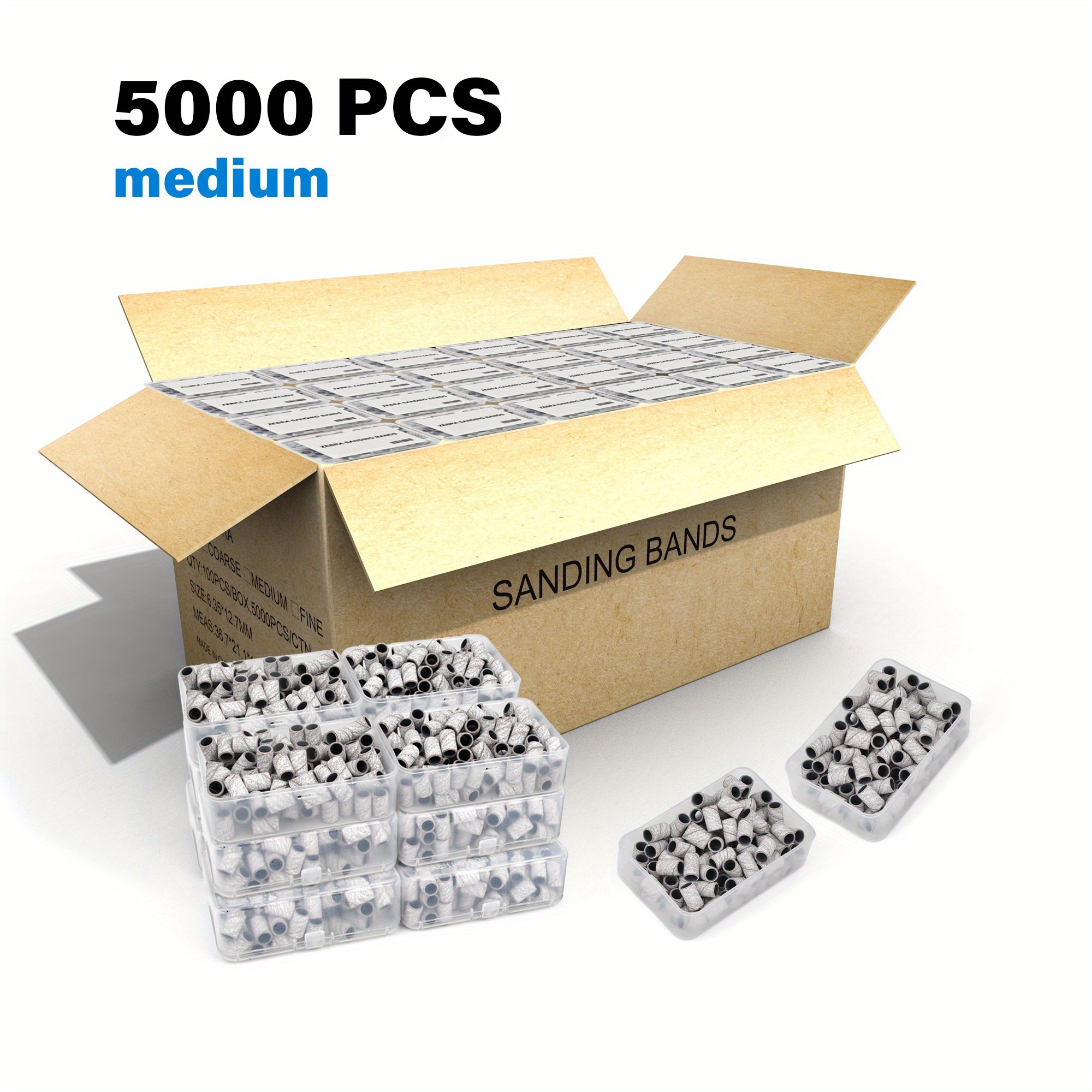 TEMU 5000pcs Bandes de ponçage Zèbre en vrac - Grosses/Moyennes/ graines 6.3Mm Embouts de perceuse à ongles | Outils de manucure de salon
