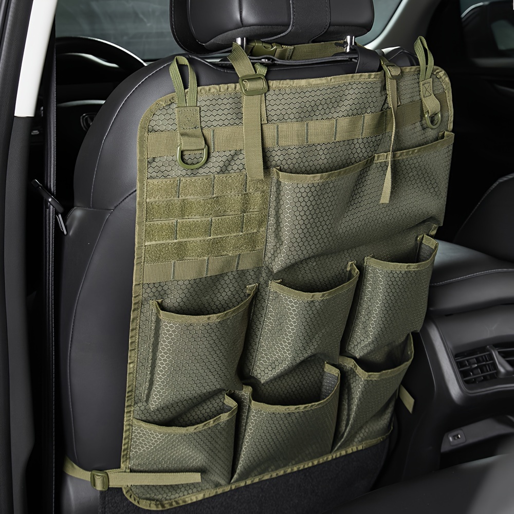   molle car seat back organizer with 8 cup holders   mounted storage bag for tools accessories ideal gift for men jewelry organizers details 1