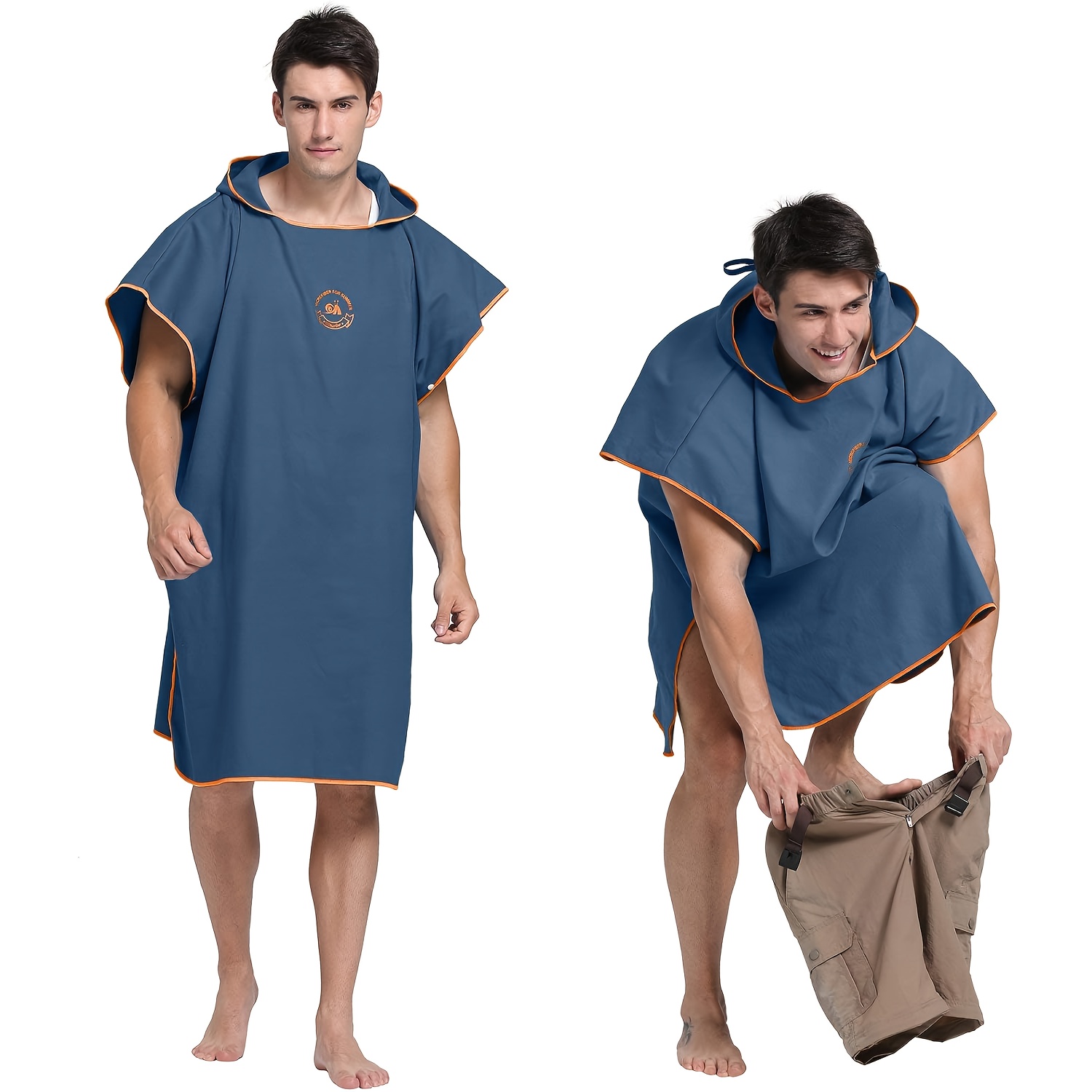 TEMU 1pc Hiturbo Microfiber Surf Poncho | Quick Dry, Wetsuit Changing Bath Robe With Hood, Polyester, Polyamide, , Pattern, Fabric, Machine Washable