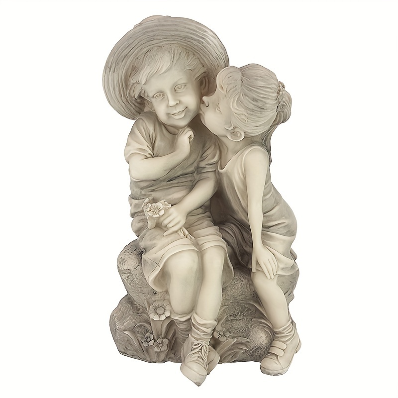 TEMU Girl And Boy Kiss Resin Crafts Ornaments, Home Ornaments, Sculptures, Garden Decorations, And Ornaments