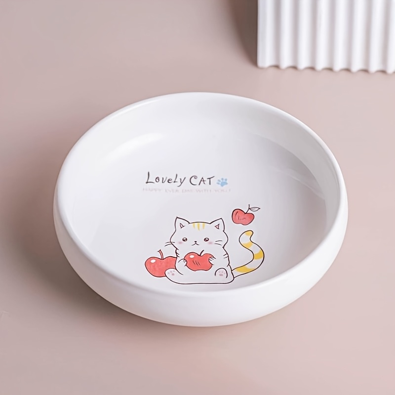 Image of 1pc Pet Cat Food And Water Dish, Cartoon , Enlarged Opening For Easy Feeding, Easier To Clean, Deepened Bowl For , Suitable For Cats And Dogs