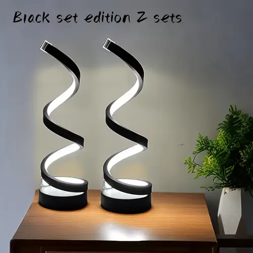 2pcs classic vintage inspired lamp 3 color spiral led adjustable arm multifunctional curved led bedside night lamps soft warm table saving design for functional lighting for bedroom study living room in 1pc