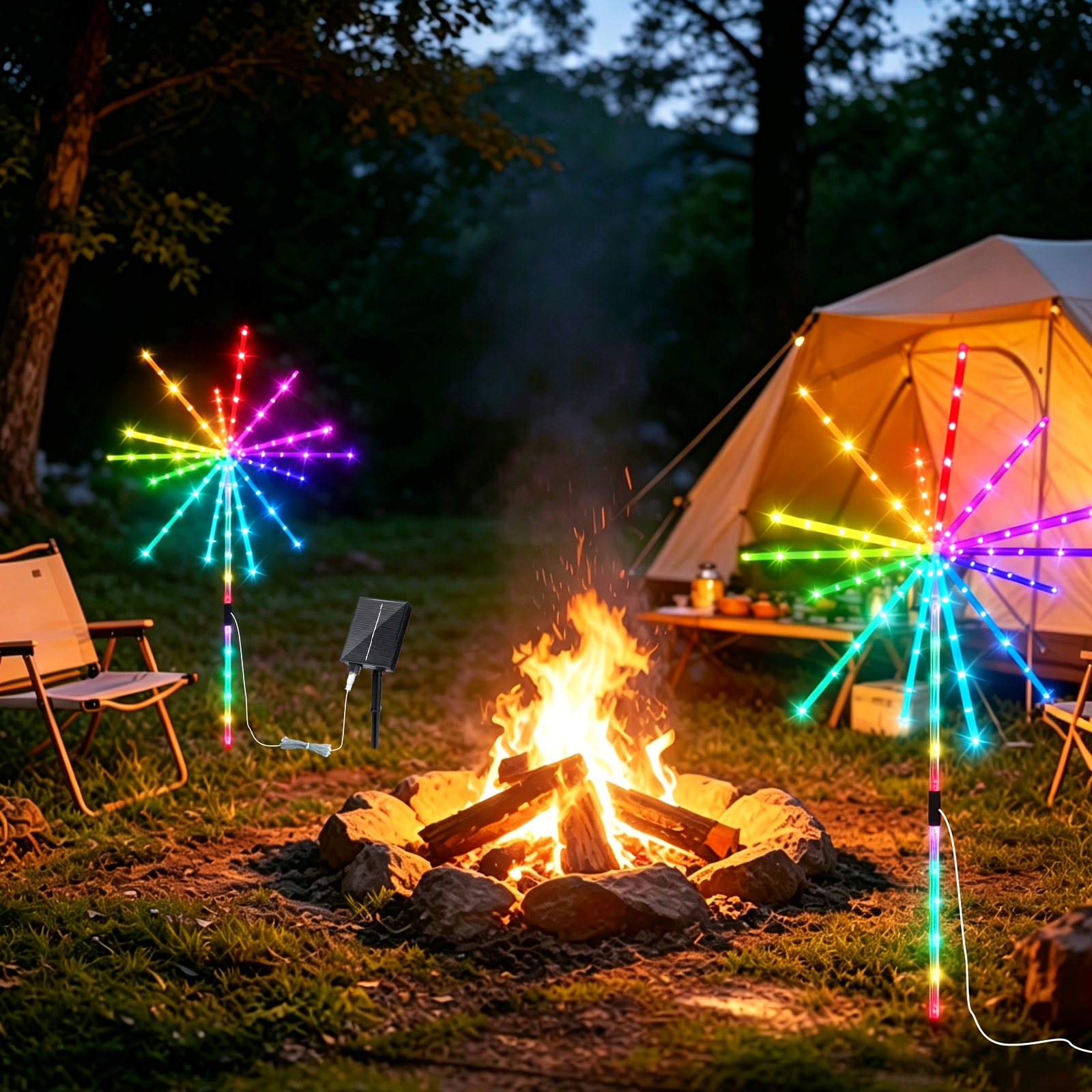 Image of 0 Electricity Bill With Remote Control Outdoor Solar Garden Light Lawn Light 2pack Meteor Light Fairy Light Exploding Star Light 300led 102 Suitable For Courtyard Garden Party Christmas Camping