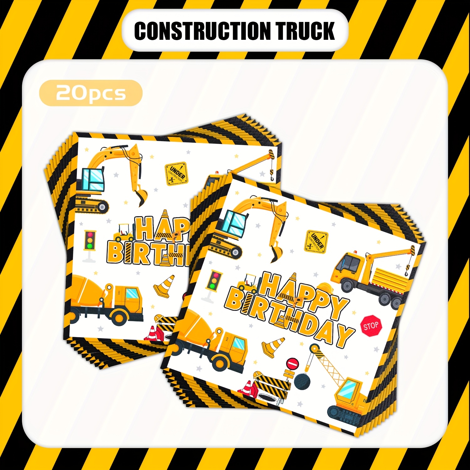 Image of Construction Party Napkins Construction Party Decorations Dump Truck Disposable Paper Napkins For Construction Baby Shower 3rd 4th Birthday Party Supplies Decorations