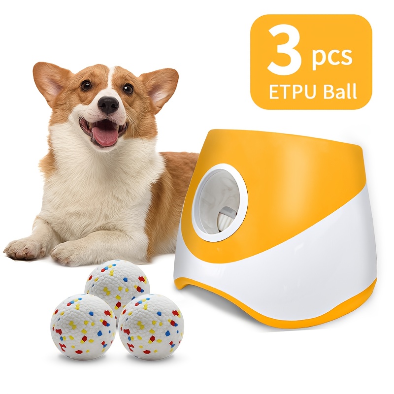 TEMU Automatic Pet Dog Ball Launcher, Indoor/outdoor Interactive Dog Toy For Fetch  With 3 Distance(22/33/46ft), Rechargeable With 3 Etpu Durable