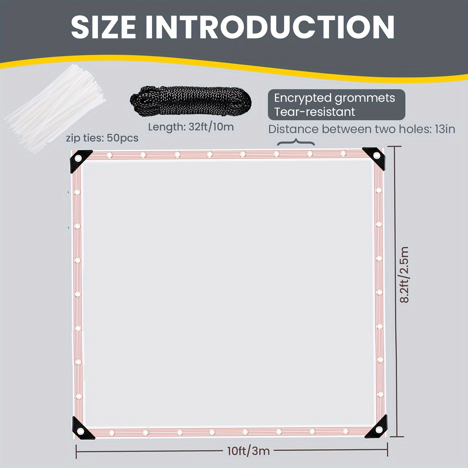 TEMU Clear Tarps Heavy Duty Waterproof (increased Grommets, Windproof Rope And Ties) Poly Tarpaulin Outdoor Garden Rainproof Covering, Clear Vinyl