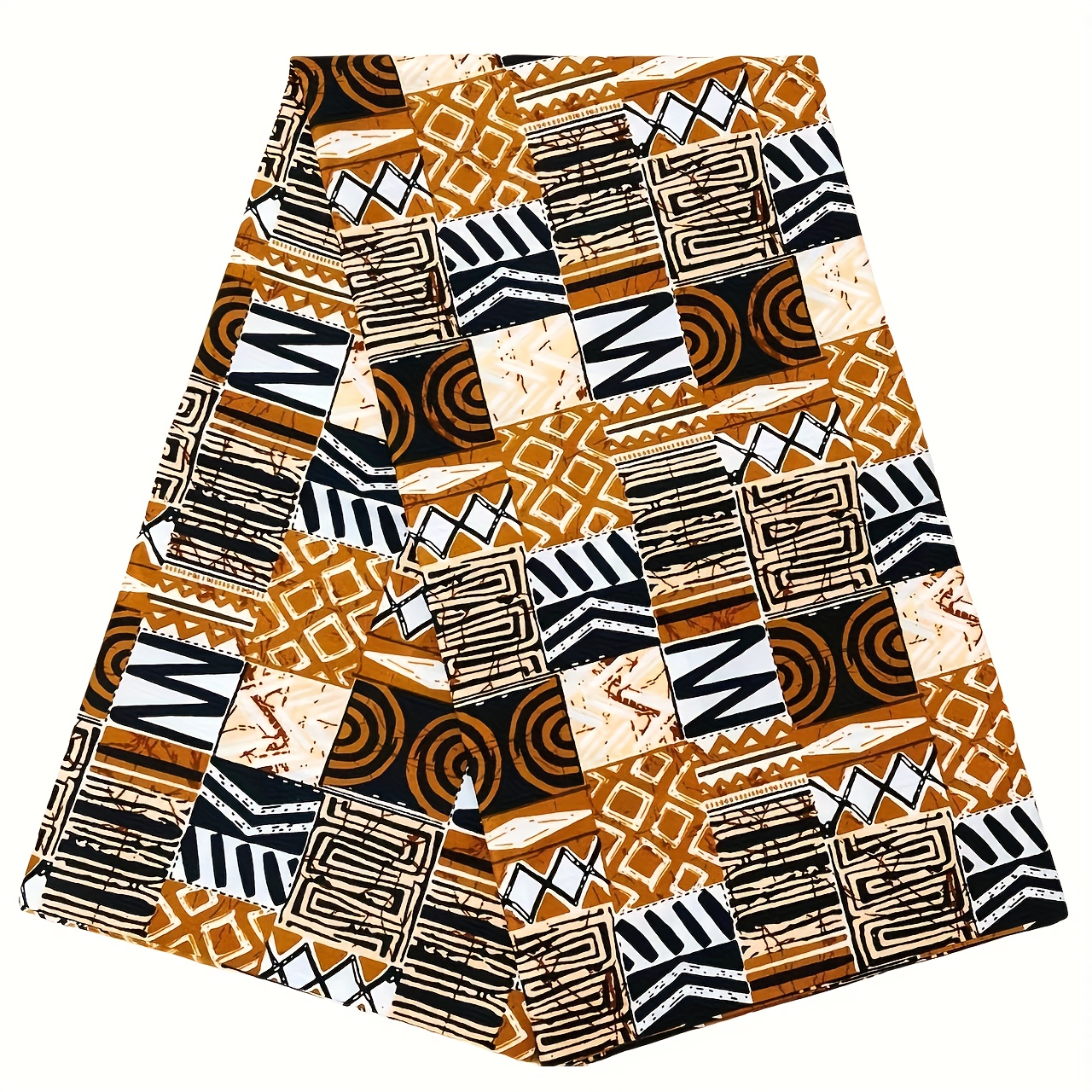 

1pc African Tribal Ankara Fabric, 100% Polyester, Geometric Bone Pattern, Yellow & Black Chevron, Bohemian Style, Cut By The Yard, Hand Wash Only