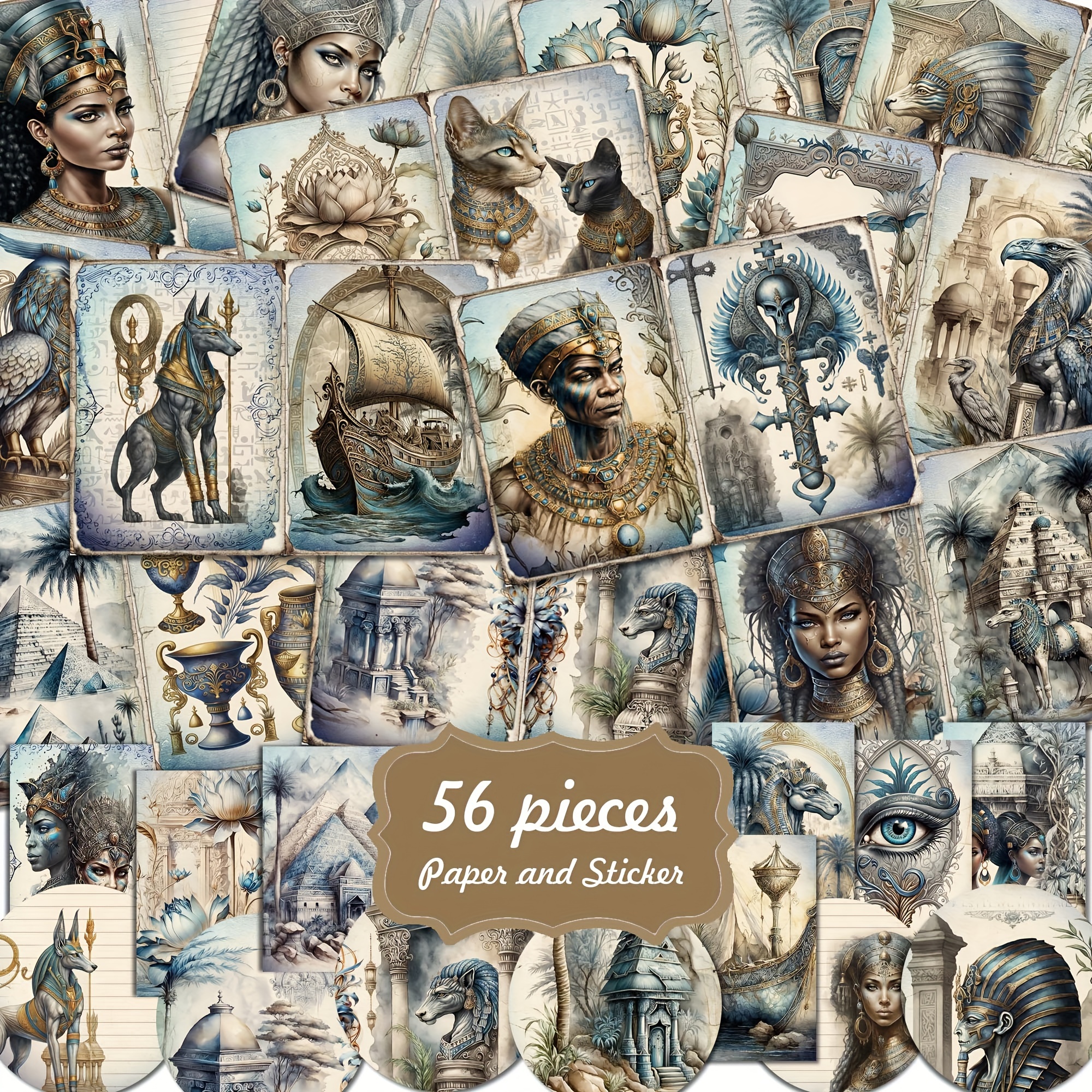 

Jai Iman 56-piece Ancient Egyptian Exploration Junk Journal Set - Recyclable Paper For Scrapbooking, Arts & Crafts, Handmade Projects, Ephemera, Diy Background Pad - Supplies