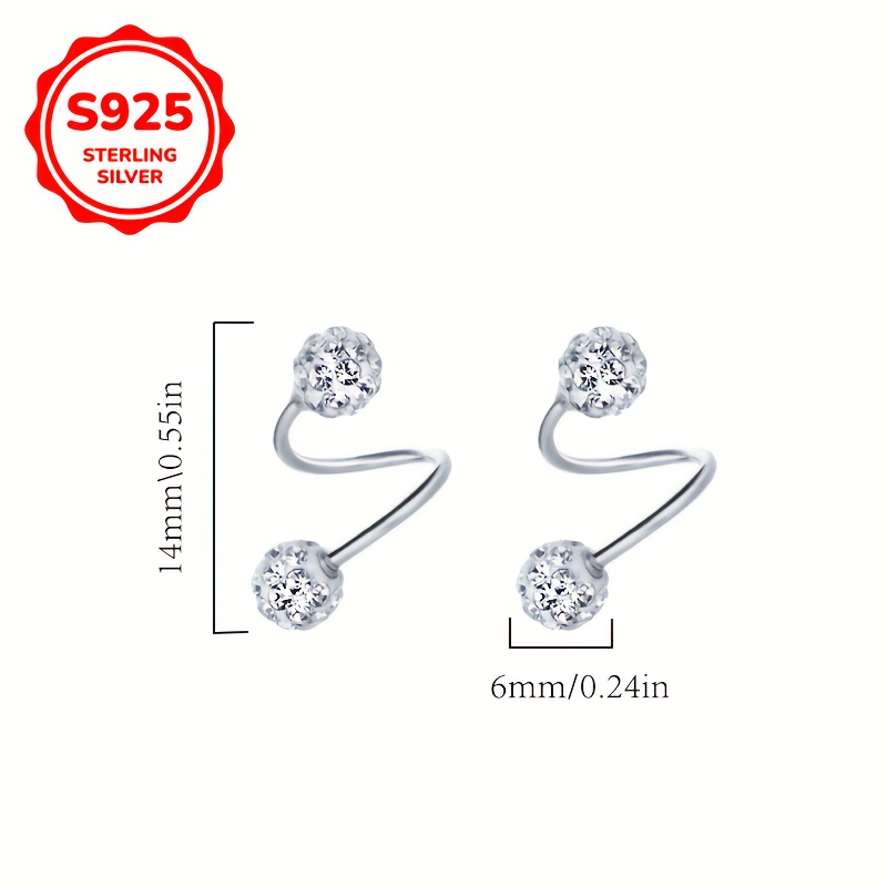 Women's 925 Sterling Silver Stud Earrings, Synthetic Zirconia