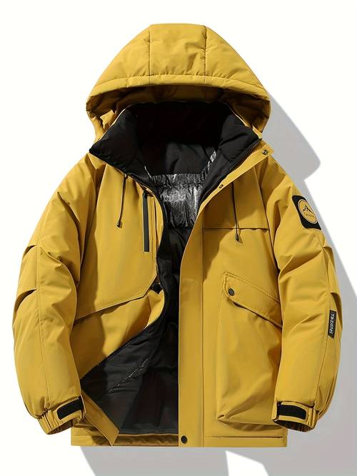 autumn winter thickened warm hooded jacket softshell jacket cold resistant padded coat suitable for winter outdoor skiing mountaineering hiking and other activities