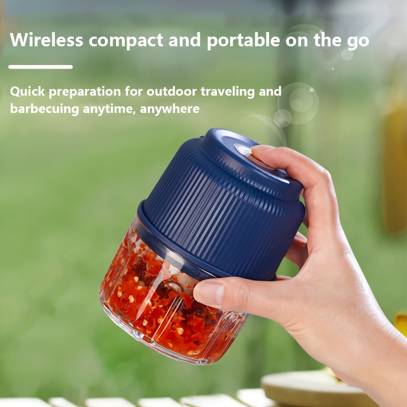 1pc cordless garlic press with stainless steel blades portable electric garlic mincer chili crusher and food processor with usb charging 500mah lithium battery anti   details 0