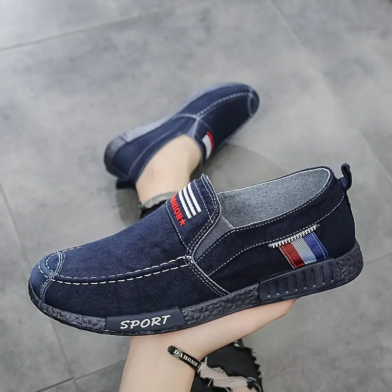 mens vintage solid color slip on loafer shoes comfy non slip eva sole canvas walking shoes mens footwear details 6