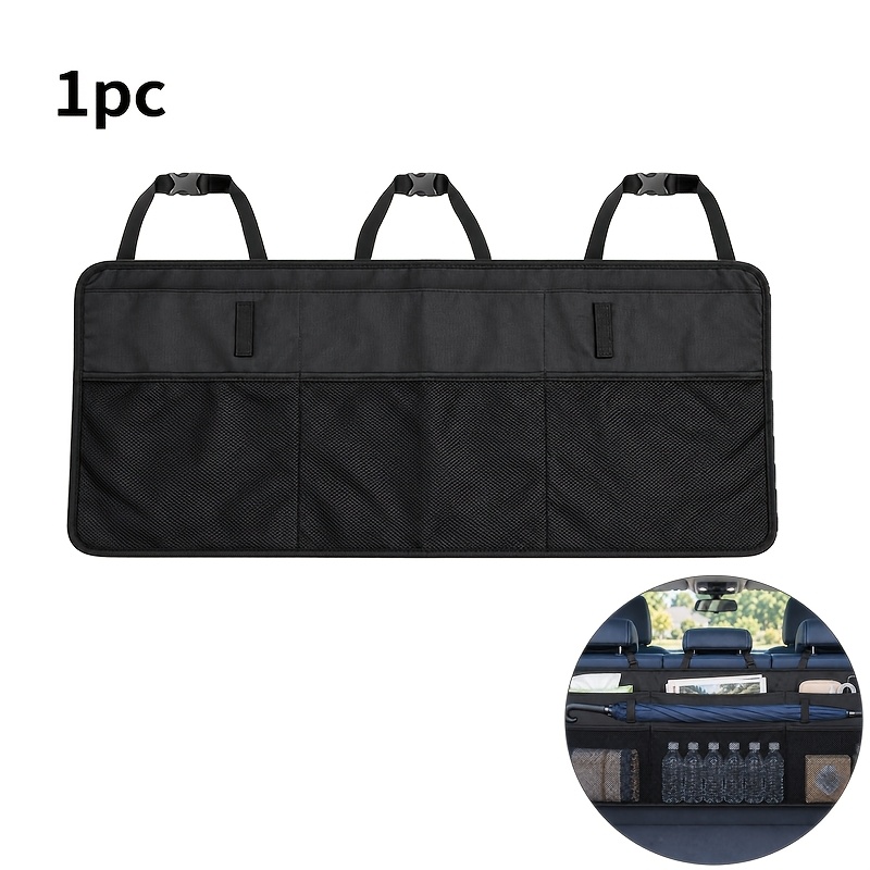 TEMU Large Oxford Canvas Car Trunk Storage Bag, Multi-pocket Hanging Design, Universal High Capacity, Fits Suvs, Trucks, And Off-road Vehicles, Ideal