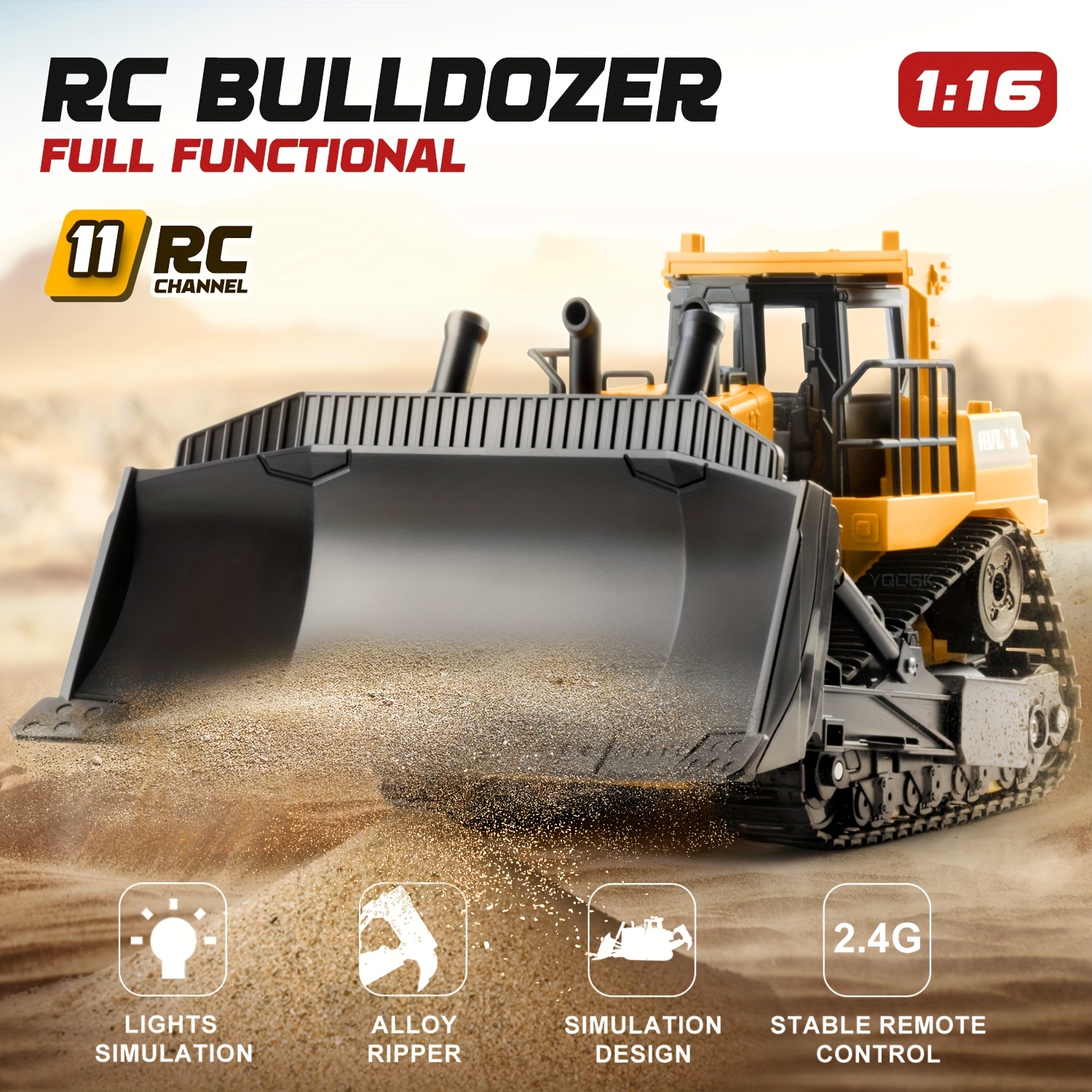 1:16 scale eleven-channel remote-controlled bulldozer 1:16 scale eleven-channel remote-controlled bulldozer