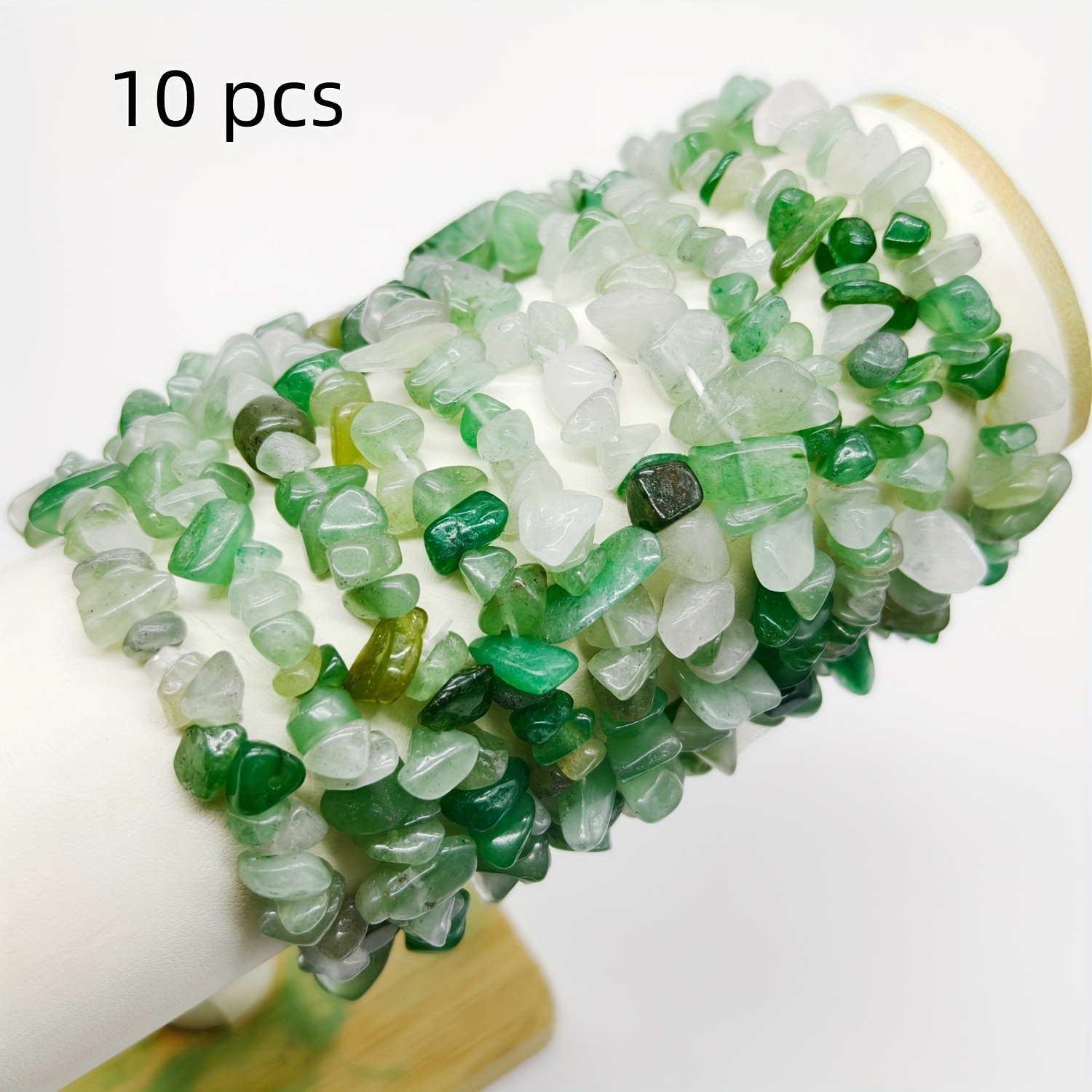 TEMU 10 Handmade Aventurine Stone Bracelets - Heavy Bohemian Jewelry, Adjustable Elastic, A Gift For Her, Suitable For Everyday Wear, A Unique And