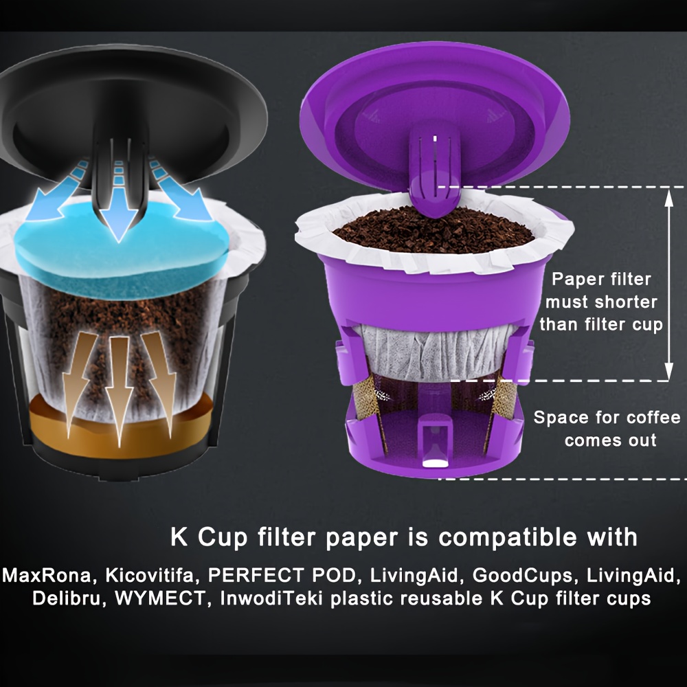 

Disposable K Cup Filters - 100 Count, Coffee Filter Paper For Keurig Brewers Single Serve 1.0 And 2.0, Use With Reusable K Cup Pods, White
