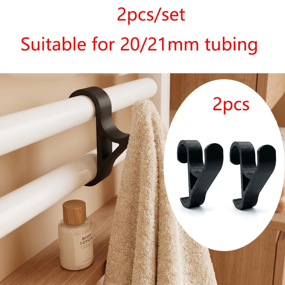 TEMU 2-pack Home Storage Auxiliary Hooks For Bathroom Radiators And Heating Pipes, Suitable For 20/21mm Pipes, Lightweight And Sturdy, Dual