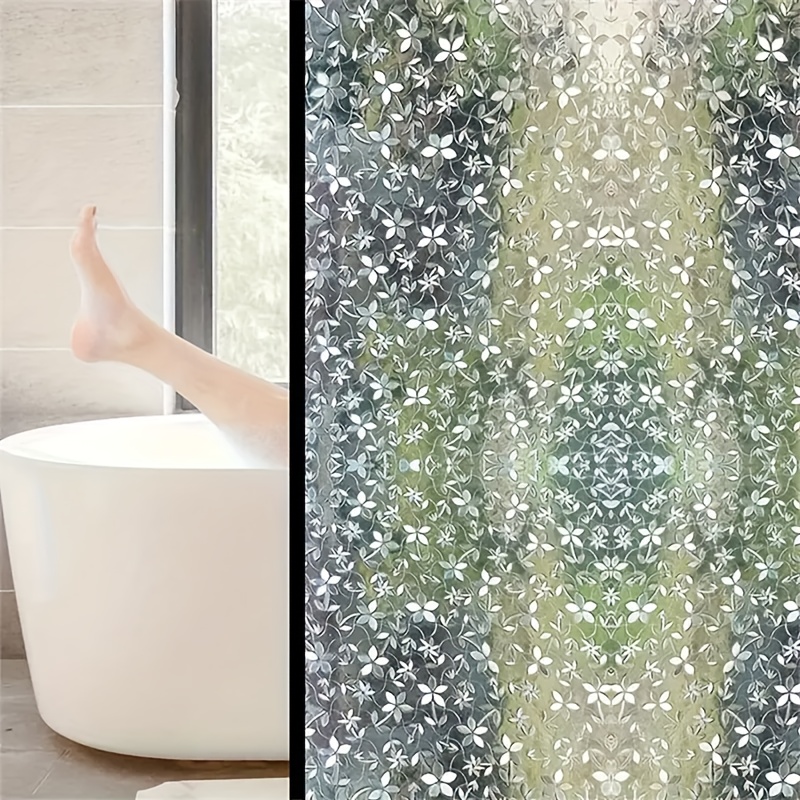 TEMU Static Cling Adhesive-free Privacy Window Film Suitable For Home & Bathroom - Reusable Protection & Heat Control Window Covering, Static Pvc