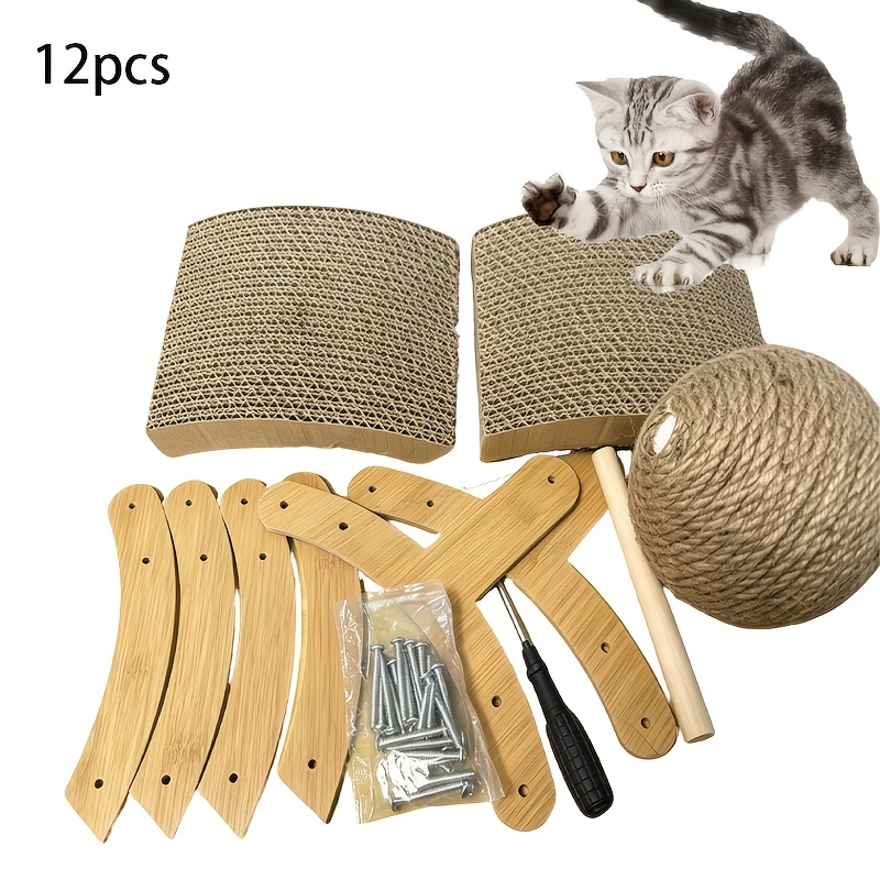 TEMU New 12pcs Wheel Style Cat Teaser Toy Set - Sisal Ball   Corrugated Cardboard Dual-scratch Claw Teaser Toy - Scratches, - Anti-scratch Sofa