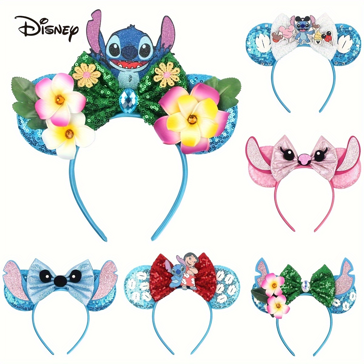 

Lovely Disney Cartoon Character Bowknot Decorative Head Band Glitter Sequin Hair Hoop For Women And Daily Use Wear