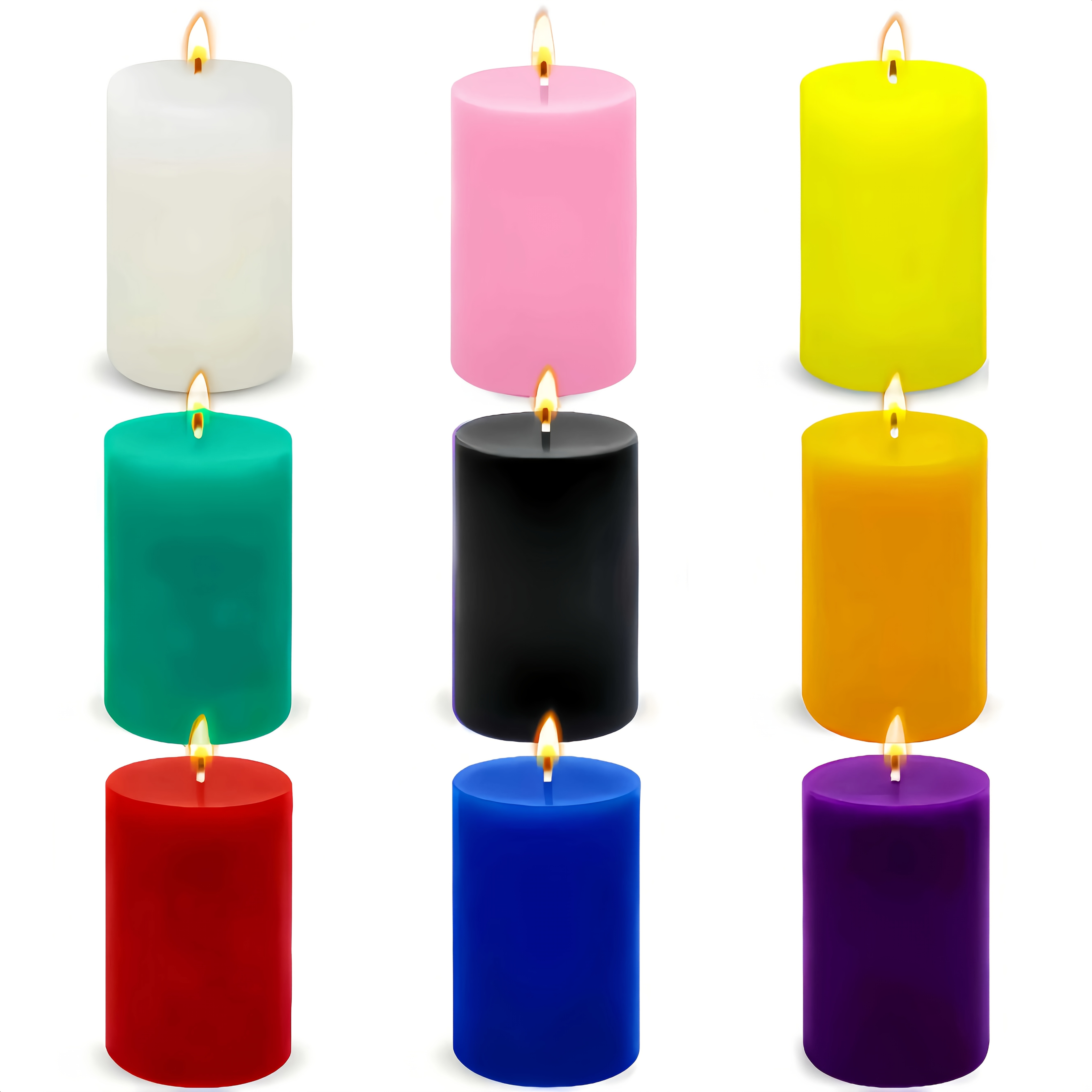 Image of 9pack 2x1.5 Inch Pillar Candles, Unscented Column Candles For Spa Church Weddings, Smokeless And Clean Burning Emergency Candle - Mult Color