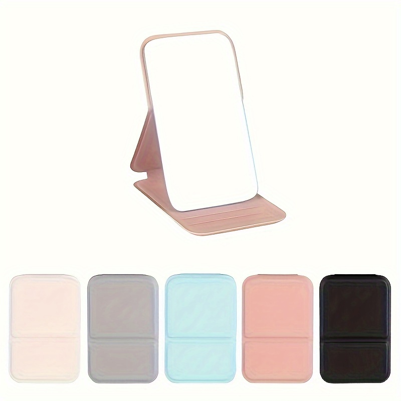 

1pc Foldable Pu Leather Makeup Mirror, Portable Touch-up Pocket Wallet Mirror, Compact For Travel And Daily Use, Assorted Colors