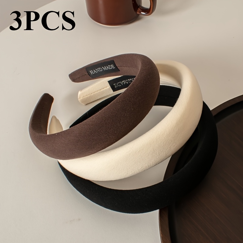3pcs Set Women's Minimalist Solid Headbands