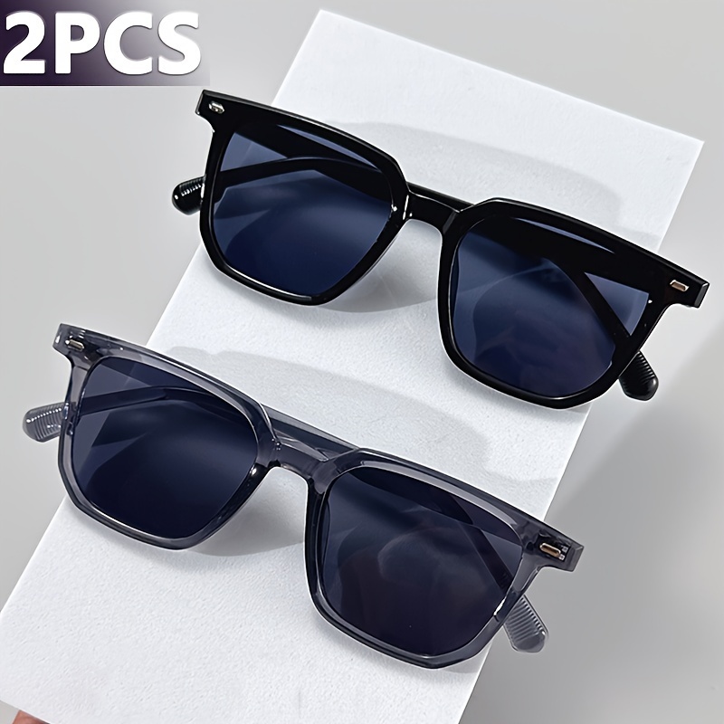 

2pcs Rectangle Frame Fashion Glasses For Women Men Anti Glare Sun Shades Glasses For Driving Beach Travel